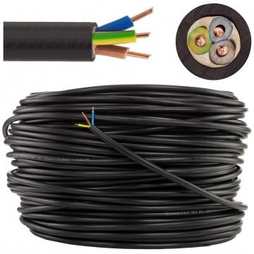 Kabel energetyczny ziemny YKY 3x2,5mm2 czarny 0,6/1kV drut Elektrokabel krążek 100m