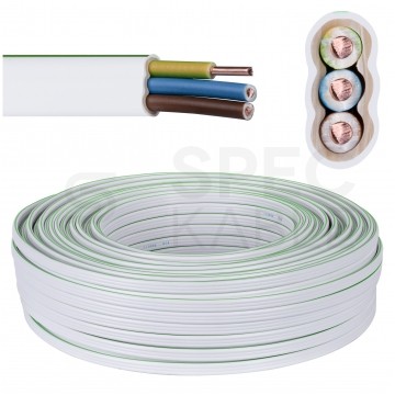 Kabel instalacyjny płaski YDYp 3x1,5mm2 biały 450/750V drut NKT instal PLUS krążek 100m