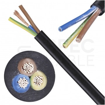 Kabel mieszkaniowy OMY / H03VV-F 3x0,5mm2 czarny 300/300V giętki linka Mercor