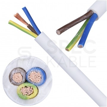 Kabel mieszkaniowy OMY / H03VV-F 3x1mm2 biały 300/300V giętki linka Elektrokabel