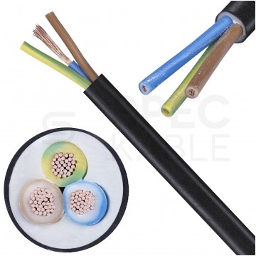 Kabel mieszkaniowy OMY / H03VV-F 3x1mm2 czarny 300/300V giętki linka Technokabel