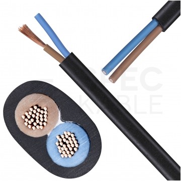 Kabel mieszkaniowy płaski OMYp / H03VVH2-F 2x0,5mm2 czarny 300/300V giętki linka Mercor