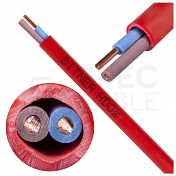 Kabel przeciwpożarowy silikonowy HDGs 2x1,5mm2 FE180 PH120 E90 czerwony 300/500V bezhalogenowy B2ca drut Bitner