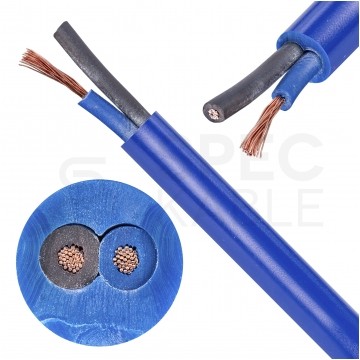 Kabel przemysłowy poliuretanowy PUR / H05BQ-F 2x1mm2 niebieski 300/500V zewnętrzny olejoodporny linka Elektrokabel