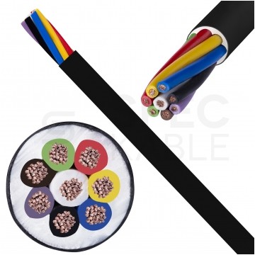 Kabel samochodowy YLYs 7x1mm2 + 1x1,5mm2 czarny 24V zewnętrzny przyczepowy linka Elektrokabel