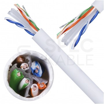 Kabel sieciowy U/UTP kat.6 skrętka 4x2x0,53mm wewnętrzny Eca PVC biały DAHUA