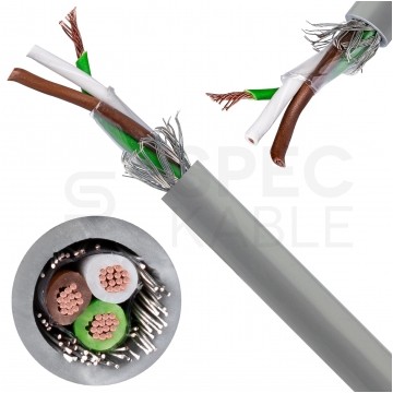Kabel sterowniczy TECHNOTRONIK LIYCY 3x0,14mm2 szary 300/300V ekranowany olejoodporny linka Technokabel