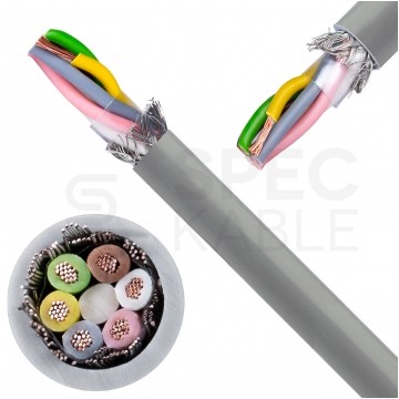 Kabel sterowniczy TECHNOTRONIK LIYCY 6x0,14mm2 szary 300/300V ekranowany olejoodporny linka Technokabel