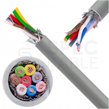 Kabel sterowniczy TECHNOTRONIK LIYCY 8x0,25mm2 szary 300/300V ekranowany olejoodporny linka Technokabel