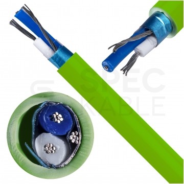 Kabel transmisyjny BC-500 1x2x0,20mm2 do magistrali szeregowej RS485 zielony 300V ekranowany bezhalogenowy linka CAE DATA