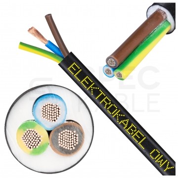 Kabel warsztatowy OWY / H05VV-F 3x2,5mm2 czarny 300/500V giętki linka Elektrokabel