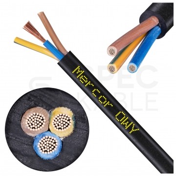 Kabel warsztatowy OWY / H05VV-F 3x2,5mm2 czarny 300/500V giętki linka Mercor