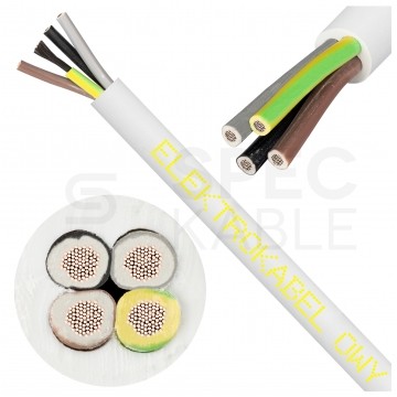 Kabel warsztatowy OWY / H05VV-F 4x1mm2 biały 300/500V giętki linka Elektrokabel