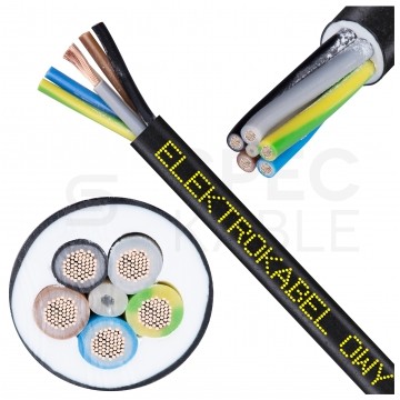 Kabel warsztatowy OWY / H05VV-F 5x0,75mm2 czarny 300/500V giętki linka Elektrokabel