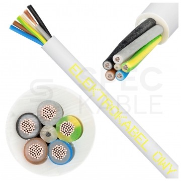 Kabel warsztatowy OWY / H05VV-F 5x6mm2 biały 300/500V giętki linka Elektrokabel