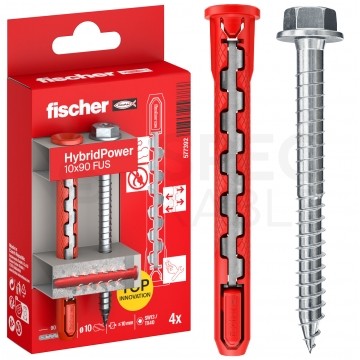 Kołki rozporowe uniwersalne HybridPower 10x90mm 2-składnikowe z łbem sześciokątnym TX40 / SW 13 7,0x89mm FISCHER 4szt