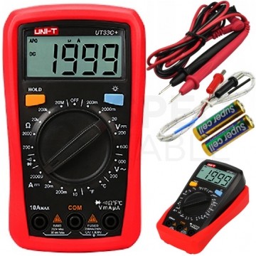 Miernik uniwersalny z pomiarem temperatury multimetr cyfrowy z wyświetlaczem LCD UNI-T UT33C+