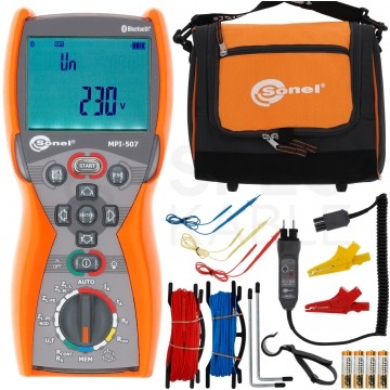 Miernik wielofunkcyjny z funkcją testu wyłączników RCD tester cyfrowy LCD + Bluetooth do instalacji elektryczych SONEL MPI-507