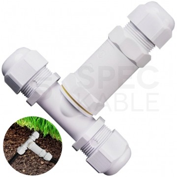Mufa kablowa z dławikami na kable do 3x4mm2 hermetyczna IP68 UV trójnik biała V-TAC