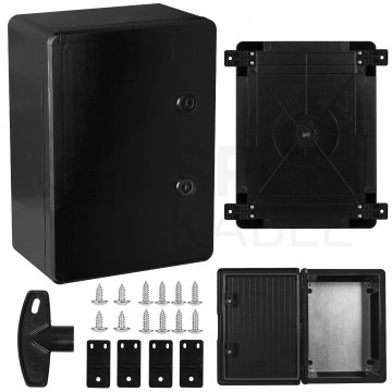 Obudowa plastikowa skrzynka hermetyczna natynkowa ABS 400x600x200mm IP65 czarna NEKU