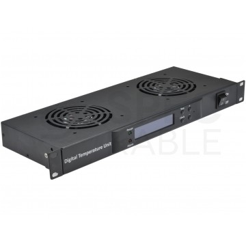 OUTLET Panel chłodzący 2x wentylator RACK 19" 1U LCD czarny NEKU z termostatem