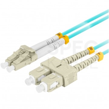 Patchcord światłowodowy MM LC/UPC-SC/UPC duplex 3mm OM3 aqua 2m LANBERG