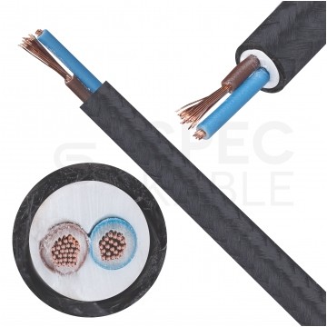 Przewód prądowy H03VV-F / OMY 300V 2x0,75 kabel w oplocie ciemny popiel linka