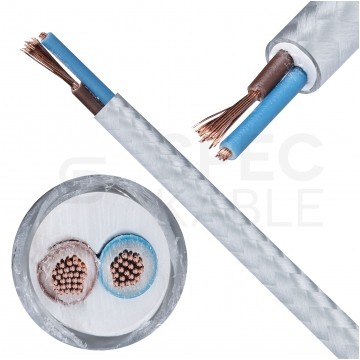 Przewód prądowy H03VV-F / OMY 300V 2x0,75 kabel w oplocie srebrny linka