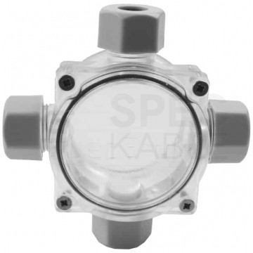 Puszka instalacyjna z 4 dławikami PG11 (4-9mm) natynkowa / gruntowa 90x90x37mm hermetyczna IP68 transparentna