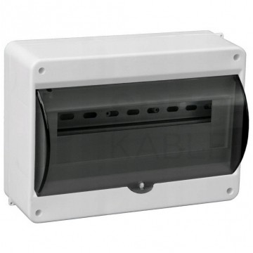 Rozdzielnica natynkowa S-12 (N+PE) 1x12 moduły IP40 142x239x95mm drzwi transparentne dymne PAWBOL