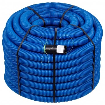 Rura karbowana AROT 32mm dwuwarstwowa osłonowa do ziemi peszel z pilotem z mufą 450N HDPE niebieska 25m RDG ITALINE