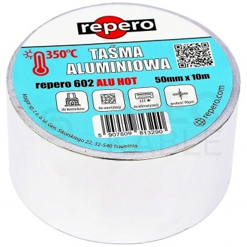 Taśma aluminiowa do kominka o wysokiej odporności termicznej (do +350°C) REPERO 602 ALU HOT 50mm/10m