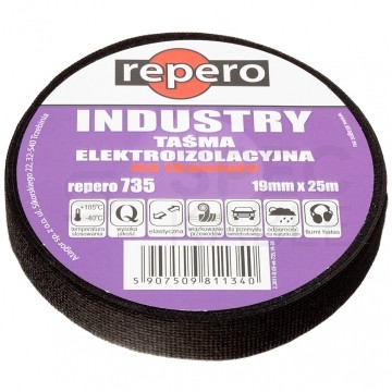 Taśma izolacyjna INDUSTRY na tkaninie 19mm x 25m Repero 735 czarna