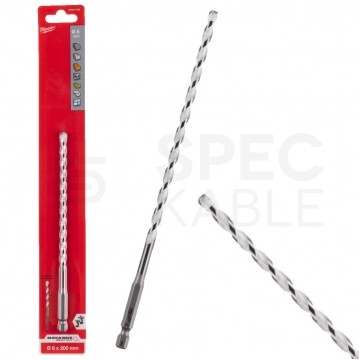 Wiertło uniwersalne 6x200mm z uchwytem 1/4" HEX i końcówką TCT MILWAUKEE