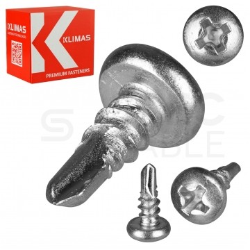Wkręty pchełki samowiercące typu TEX do metalu 3,5x9,5 mm w białym ocynku KLIMAS 1000szt