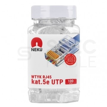 Wtyk modularny RJ45 8P8C kat.5e nieekranowany UTP uniwersalny drut linka NEKU opakowanie SŁOIK 100szt.