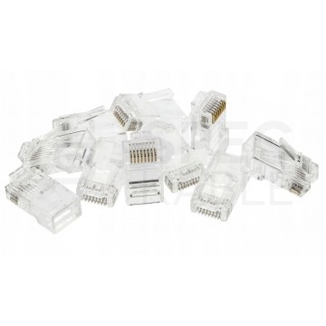 Wtyk modularny RJ45 8P8C kat.5e nieekranowany UTP uniwersalny drut linka NEKU opakowanie WORECZEK 10szt.