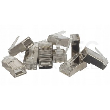 Wtyk modularny RJ45 8P8C kat.6 ekranowany FTP uniwersalny drut linka NEKU opakowanie WORECZEK 10szt.