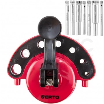 Zestaw wierteł diamentowych z prowadnicą do obróbki twardych materiałów 4-12mm 8szt. VERTO 60H840