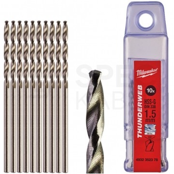 Zestaw wierteł do metalu HSS-G 1,5x40mm 10szt. Thunderweb MILWAUKEE